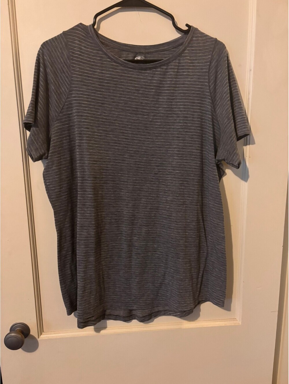 Gray Striped Athletic Works T-Shirt Large